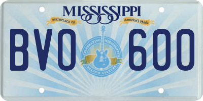 MS license plate BVO600