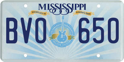 MS license plate BVO650