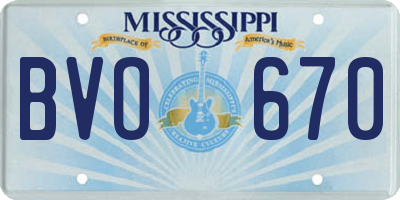 MS license plate BVO670