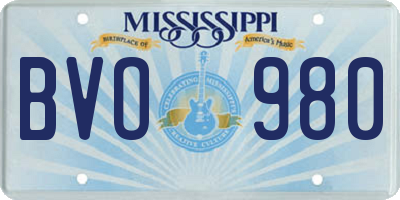 MS license plate BVO980