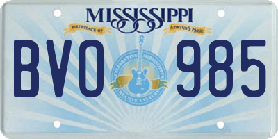 MS license plate BVO985