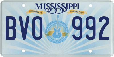 MS license plate BVO992