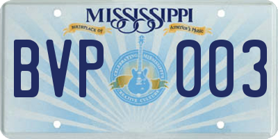 MS license plate BVP003