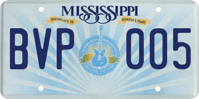 MS license plate BVP005