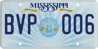 MS license plate BVP006