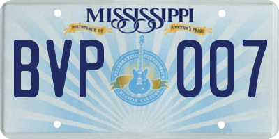MS license plate BVP007