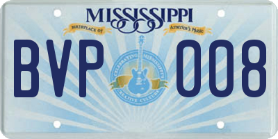 MS license plate BVP008