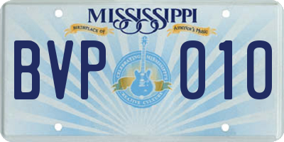 MS license plate BVP010