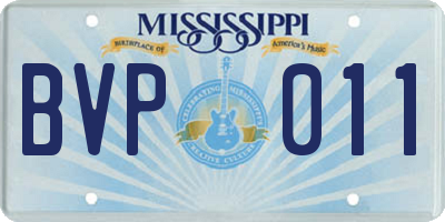 MS license plate BVP011