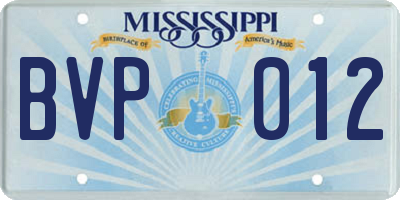 MS license plate BVP012