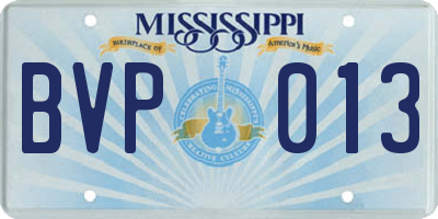 MS license plate BVP013