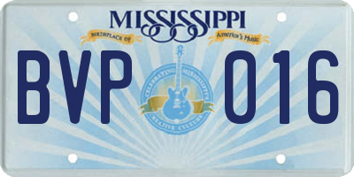 MS license plate BVP016