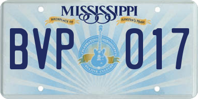 MS license plate BVP017