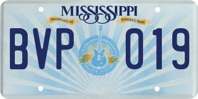 MS license plate BVP019