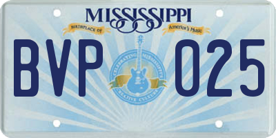 MS license plate BVP025