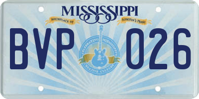 MS license plate BVP026