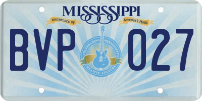 MS license plate BVP027