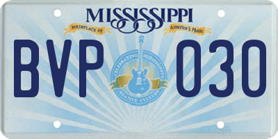 MS license plate BVP030