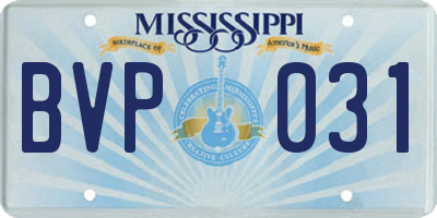 MS license plate BVP031