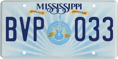 MS license plate BVP033