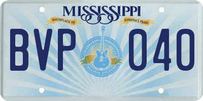 MS license plate BVP040