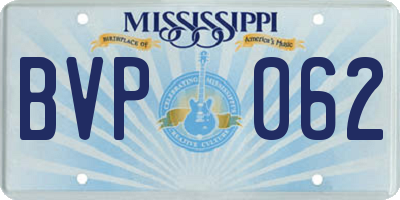 MS license plate BVP062