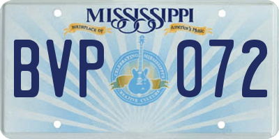 MS license plate BVP072