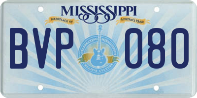 MS license plate BVP080