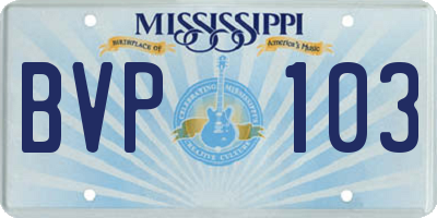 MS license plate BVP103