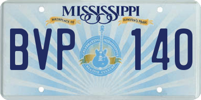 MS license plate BVP140
