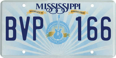 MS license plate BVP166