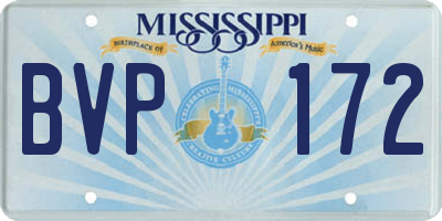 MS license plate BVP172