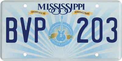 MS license plate BVP203