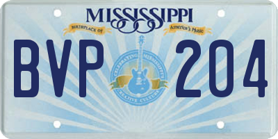 MS license plate BVP204
