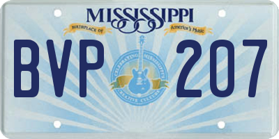 MS license plate BVP207