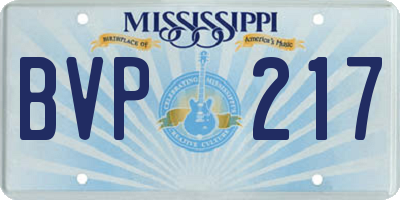 MS license plate BVP217