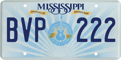 MS license plate BVP222