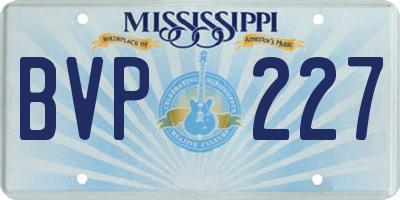 MS license plate BVP227