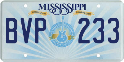 MS license plate BVP233