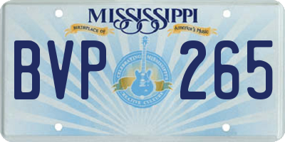 MS license plate BVP265