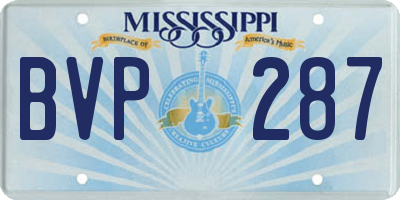 MS license plate BVP287