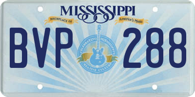 MS license plate BVP288