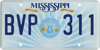 MS license plate BVP311
