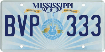 MS license plate BVP333