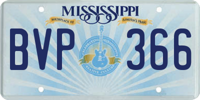 MS license plate BVP366