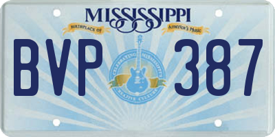 MS license plate BVP387