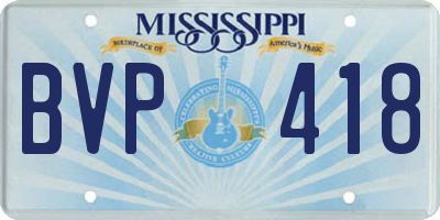 MS license plate BVP418