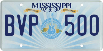 MS license plate BVP500