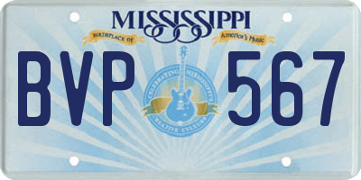 MS license plate BVP567