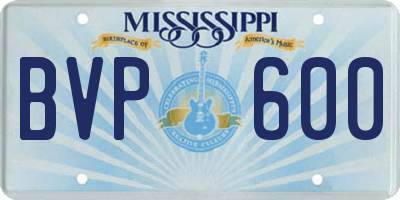MS license plate BVP600